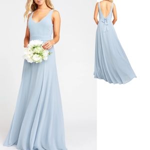 Show me your mumu jenn icy blue chiffon maxi dress